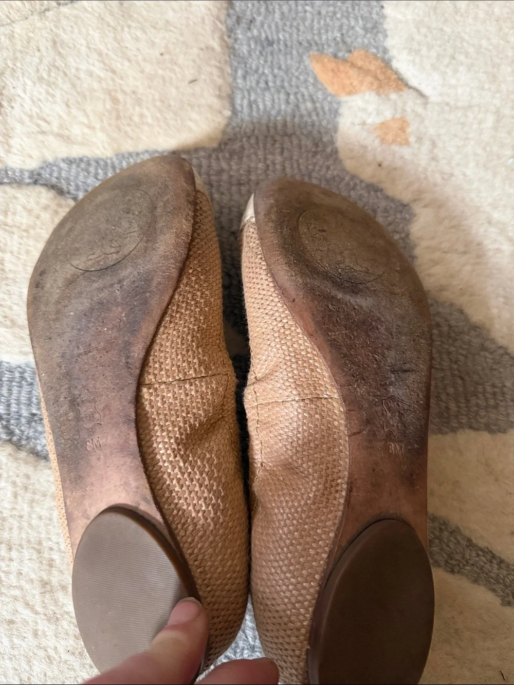 Tory Burch Carita White Natural Beach Woven Straw Leather Ballet Flat Shoes 8 M